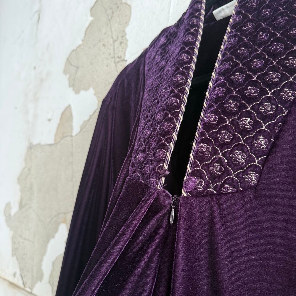 Vtg Velvet Maxi Robe 90s‎ Adonna Zip Front Housecoat Glam Loungewear Nightgown L - Picture 5 of 12